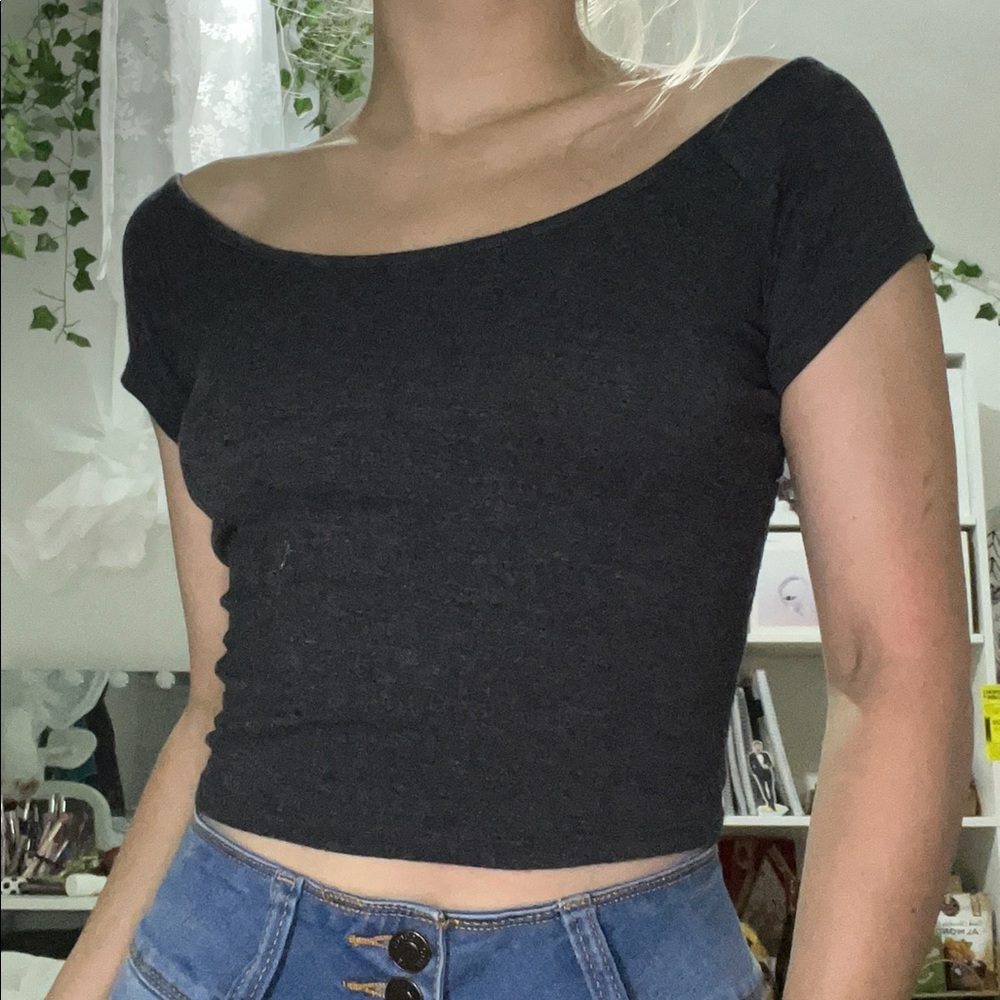 Dark grey lightweight crop top